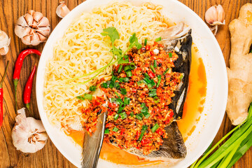 Poster - Steamed fish head with diced hot red peppers