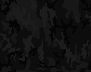 
Vector black camouflage wallpaper seamless texture night pattern, dark print.