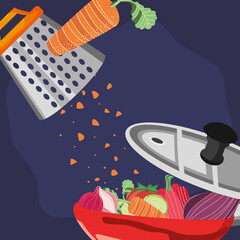 Wall Mural - kitchen grater and vegetables