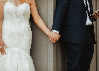 Canvas Print - Wedding day holding hands