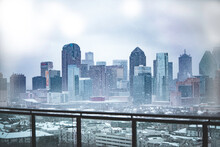 A Clear Dallas Skyline During A Snow Storm 