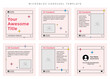 Microblog carousel slides template for social media. Six pages with sparkles aesthetic concept and fade pink background
