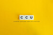 © photoopus - Carbon capture and utilisation (CCU) Banner. Letter Tiles on Yellow Background. Minimal Aesthetics.