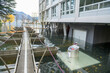 © SuperStock - Floating Rescue Jetty Bridge in City of Locarno on Flooding Street in Ticino, Switzerland.