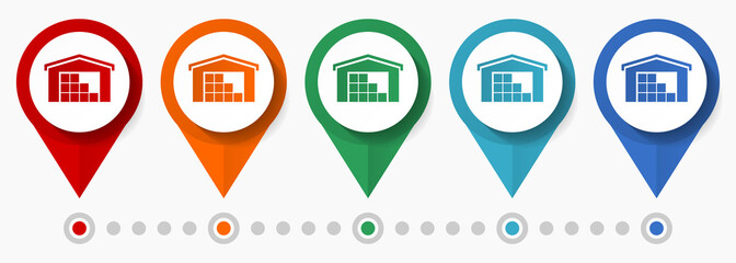 Aufkleber - Warehouse, store concept vector icon set, flat design logistics pointers, infographic template easy to edit