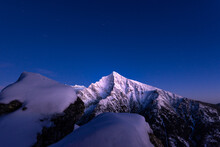 Blue Hour Over Krivan Peak In Winter High Tatras Mountains National Park In Slovakia