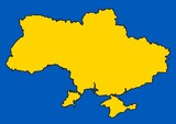 Fototapeta  - mapa ukrainy na tle barw narodowych