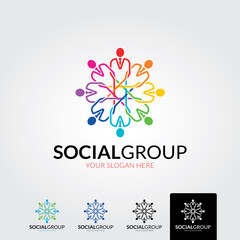  Minimal social group logo template - vector