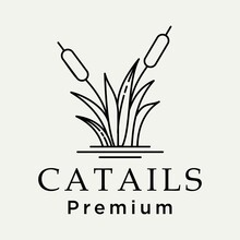 Cattails Line Art Logo Design