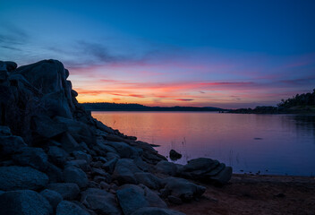 Wall Mural - Granite Rocks near lake shore.