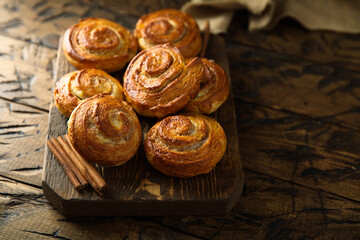 Wall Mural - Homemade cinnamon rolls on a plate