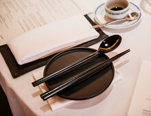 Modern Table Setting At An Asian Restaurant