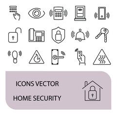 Home Security icons set . Home Security pack symbol vector elements for infographic web