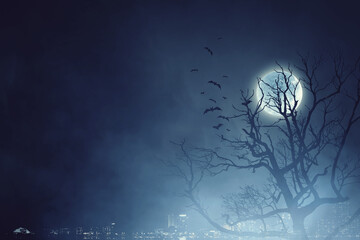 Poster - Spooky night image . Mixed media