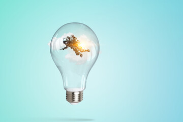 Wall Mural - spaceman inside light bulb . mixed media