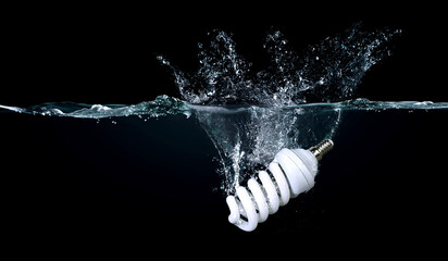Wall Mural - creative water splash on a led bulb
