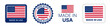 © Icons-Studio - Made in USA sign label set. American product emblem vector illustration.