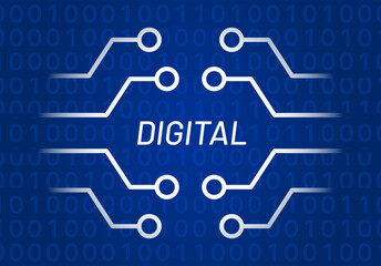Aufkleber - Digital technology on blue background.