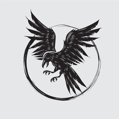 Wall Mural - flying raven vector illustration