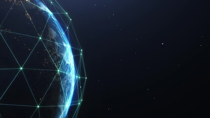 Technology Network Data Connection, Digital Data Network and Cyber Security Concept, Future Technology Digital Background, 4K Animation. Earth Element Furnished by Nasa.
