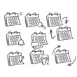 hand drawn doodle Simple Set of Calendar Related icon illustration vector