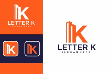 Canvas Print - Letter k with building logo design