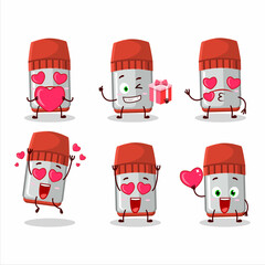 Canvas Print - Red whiteboard marker cartoon character with love cute emoticon