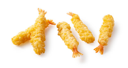 Shrimp tempura placed on a white background