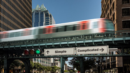 Wall Mural - Street Sign Simple versus Complicated