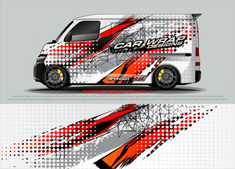 Wall Mural - van Graphic designs. Abstract lines  vector with grunge background concept for vinyl Wrap and Vehicle branding 