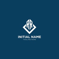 Initial RR logo square rhombus with lines, modern and elegant logo design