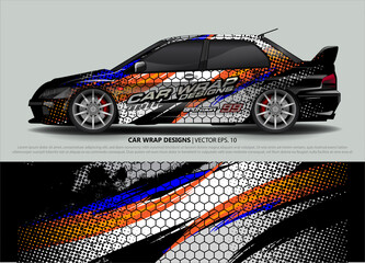 Racing Car Decal Graphic Vector, wrap vinyl sticker. Graphic abstract stripe designs for Racing vehicles.