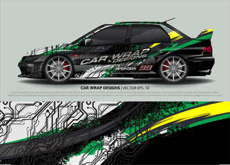 Racing Car Decal Graphic Vector, wrap vinyl sticker. Graphic abstract stripe designs for Racing vehicles.