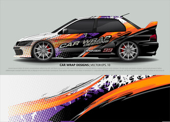 Racing Car Decal Graphic Vector, wrap vinyl sticker. Graphic abstract stripe designs for Racing vehicles.