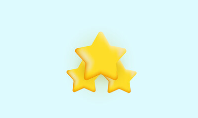 vector 3d realistic three yellow icon stars glossy colors achievements on