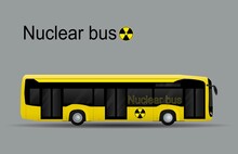 Modern Urban Yellow Low-floor Nuclear-powered Bus. Urban Transport.