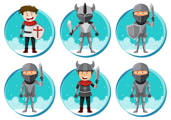 Sticker - A set of Fantasy character on white background