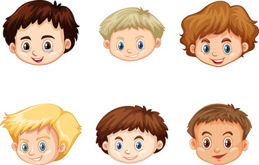 Poster - A Set of kid's head emotion on white background