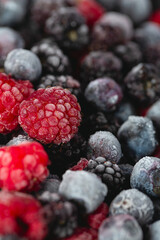 Poster - frozen raspberries, blackberries and blueberries close up