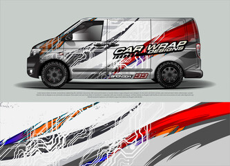 Racing Car Decal Graphic Vector, wrap vinyl sticker. Graphic abstract stripe designs for Racing vehicles.