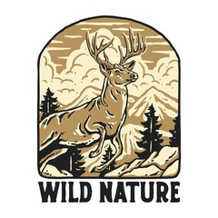 deer in wild nature illustration