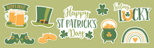 Set Of St Patricks Day Vector Icon Sticker Designs For Posters, Invitations, Menus, Web Design, Social Media