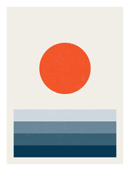 Wall Mural - abstract sunrise or sunset wall art poster. modern artwork in scandinavian nordic style . inspired b