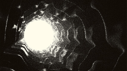 Wall Mural - retro styled docking corridor on space station or light at the end of tunnel concept for sci-fi post