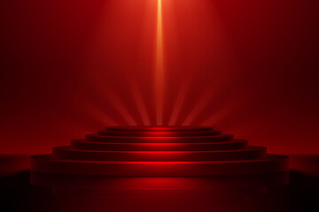 Wall Mural - red podium with light effect
