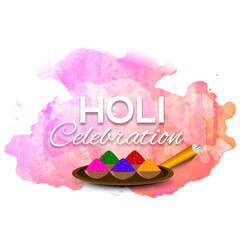 Sticker - Indian festival of colours, Happy Holi concept with shiny drycolours(gulal), colourgun(pichkari) and colour grunge.