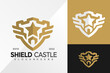 Wing Shield Castle Logo Design Vector illustration template