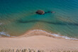 Aerial view of Halikounas Beach between Ionian Sea and Korission Lake in Corfu Island, Greece