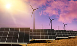 panele słoneczne i wiatraki do produkcji czystej energii