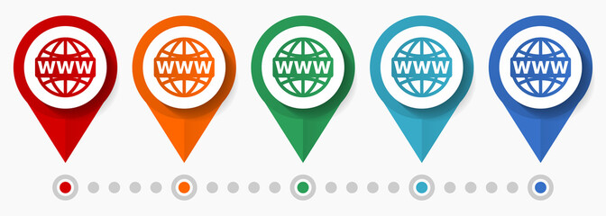 Poster - Web, www concept vector icon set, flat design internet pointers, infographic template easy to edit